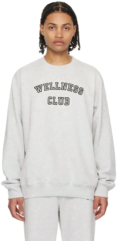 Серый свитшот с надписью Wellness Club Sporty & Rich-0