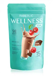 Протеиновый коктейль Wellness VEGAN. Вкус: вишня-шоколад