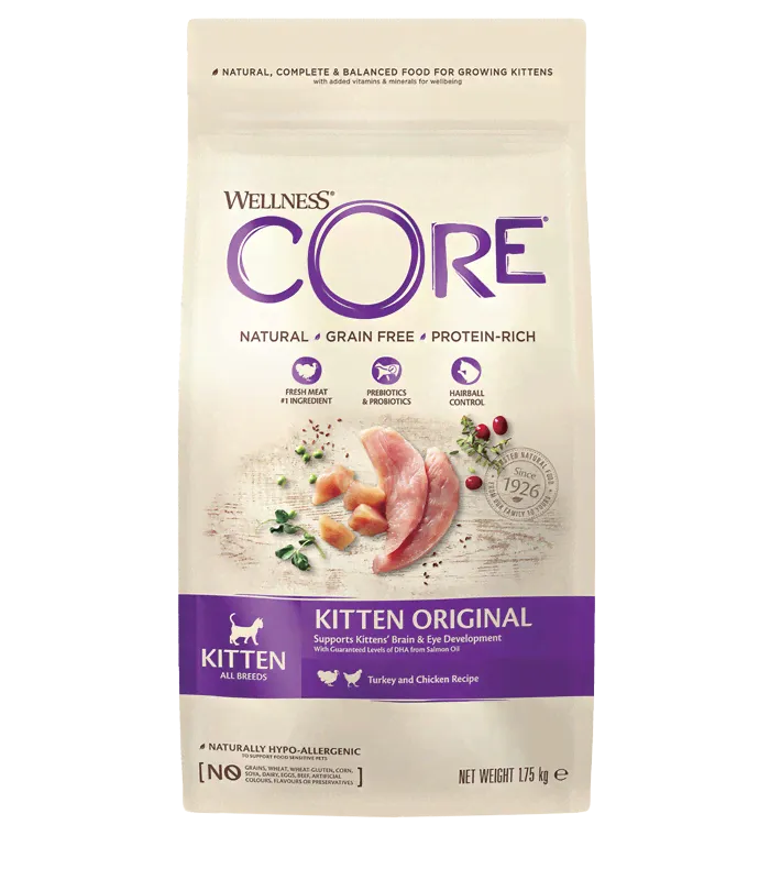 Wellness Core беззерновой корм сухой полнорационный из индейки с лососем для котят 1,75 кг-0