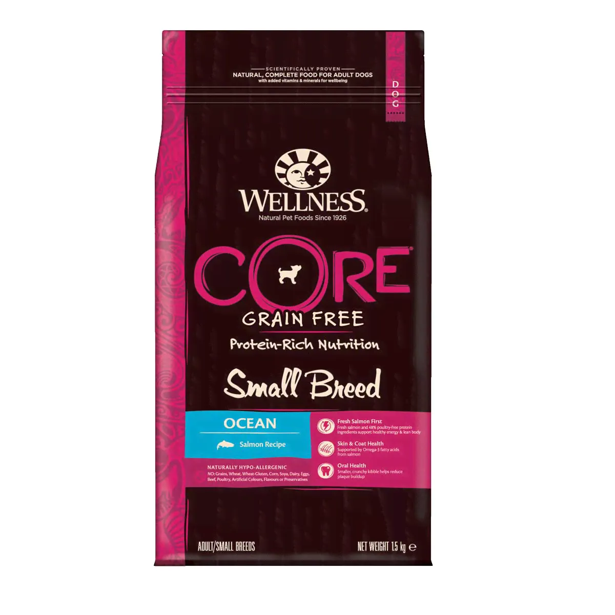 Wellness Core Small Breed Ocean беззерновой сухой корм для собак мелких пород, лосось, 1.5 кг