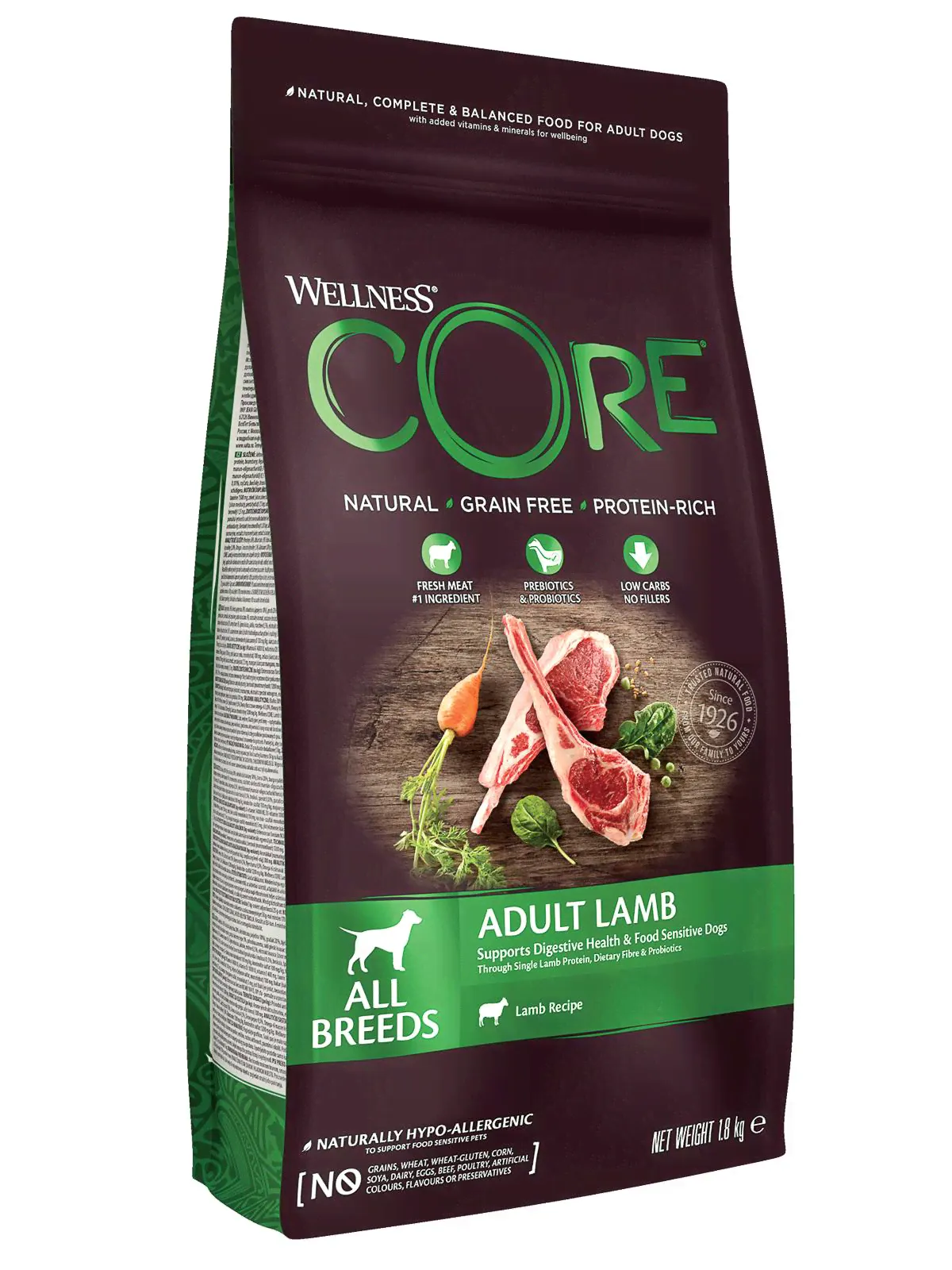 Wellness CORE корм из ягненка с яблоком для взрослых собак всех пород 10кг