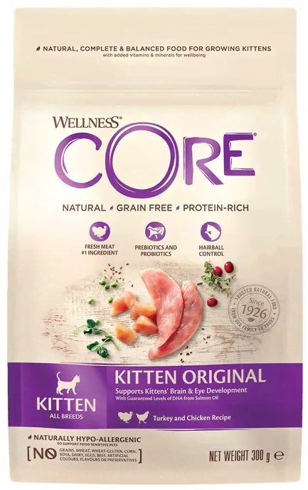 Wellness Core Kitten. Беззерновой сухой корм для котят с индейкой и курицей