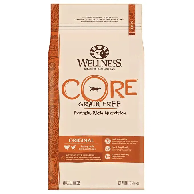 Сухой корм для кошек Wellness Core Original беззерновой индейка с курицей 1,75 кг