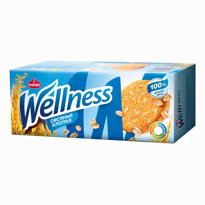 Печенье Wellness цельнозерновое с овсяными хлопьями 210 г