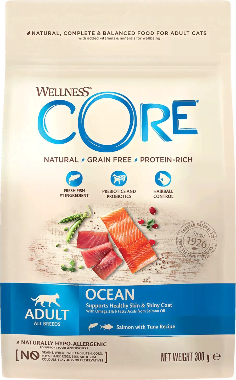Сухой корм для кошек Wellness CORE OCEAN, из лосося с тунцом, 300 г-0