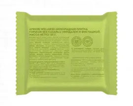 Шоколад горький Apriori Wellness без сахара, с фисташкой и миндалем, плитка 50 г