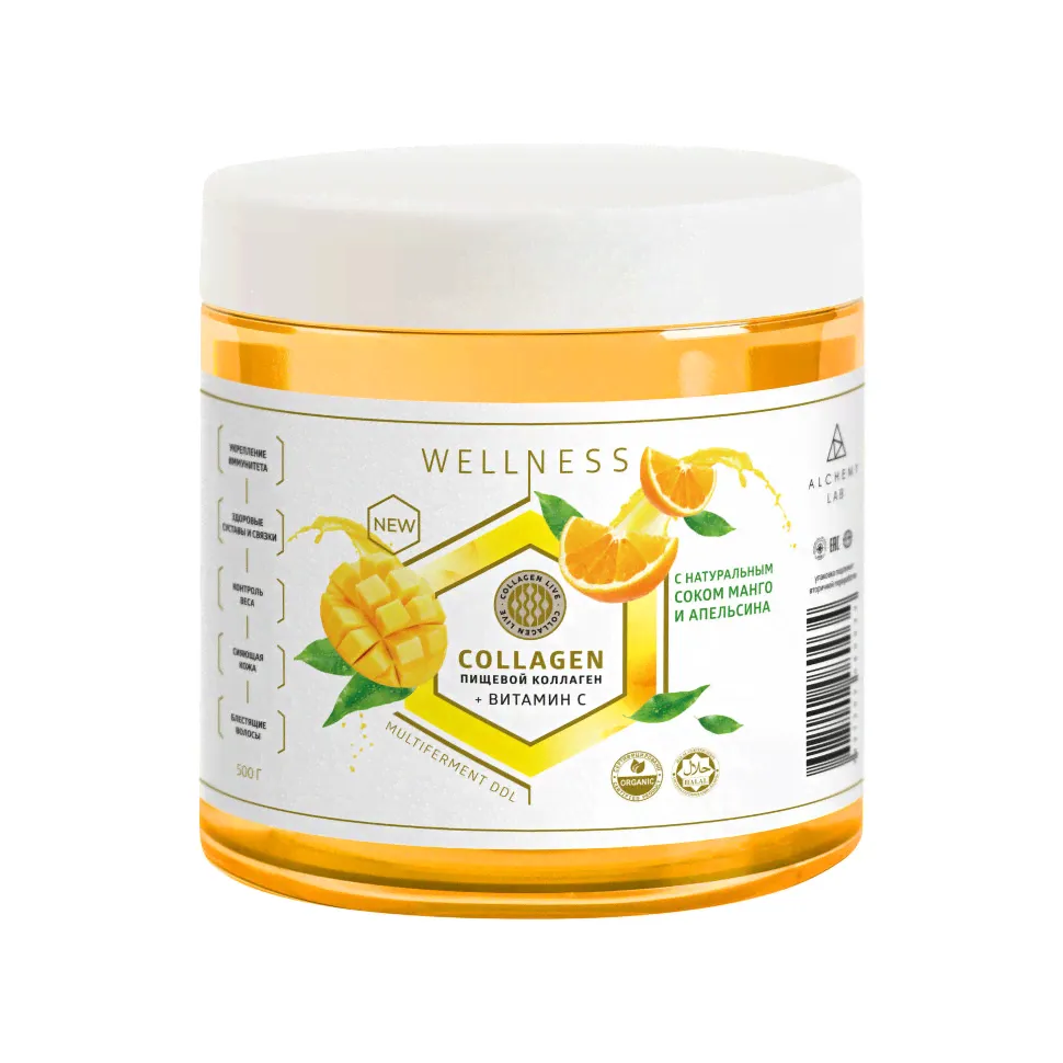 Биокомплекс COLLAGEN LIVE WELLNESS с соком Манго и Апельсина Wellness 500 гр