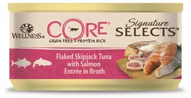 Влажный корм Wellness Core Signature Selects консервы для кошек с тунцом и лососем в виде кусочков в бульоне, банка 79 гр
