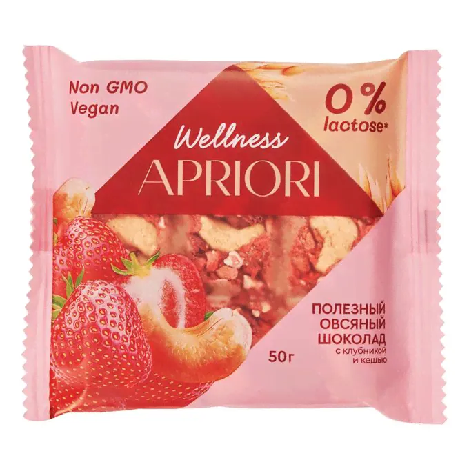 Шоколад Wellness Apriori овсяная кешью-клубника 50 г-0